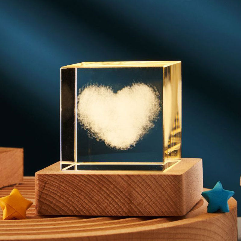 3D Transparent Crystal Cube Desktop Decoration Bedroom Small Night Lamp